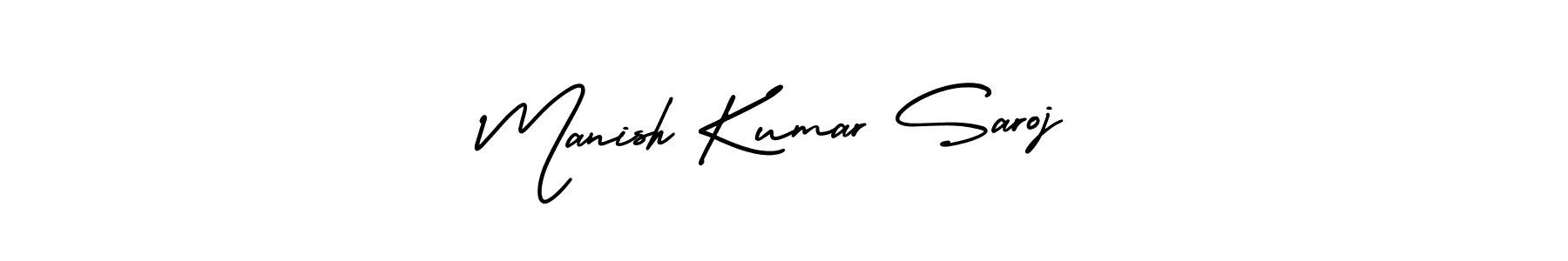 Make a beautiful signature design for name Manish Kumar Saroj. With this signature (AmerikaSignatureDemo-Regular) style, you can create a handwritten signature for free. Manish Kumar Saroj signature style 3 images and pictures png