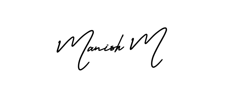 It looks lik you need a new signature style for name Manish M. Design unique handwritten (AmerikaSignatureDemo-Regular) signature with our free signature maker in just a few clicks. Manish M signature style 3 images and pictures png