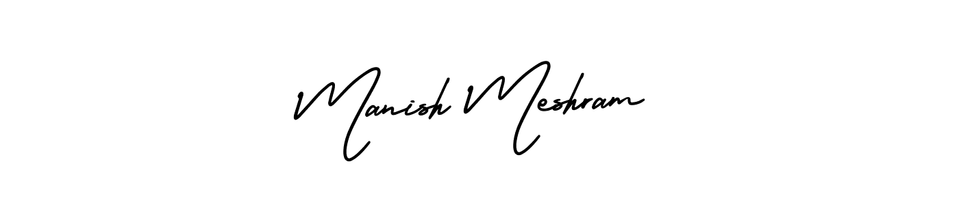 The best way (AmerikaSignatureDemo-Regular) to make a short signature is to pick only two or three words in your name. The name Manish Meshram include a total of six letters. For converting this name. Manish Meshram signature style 3 images and pictures png