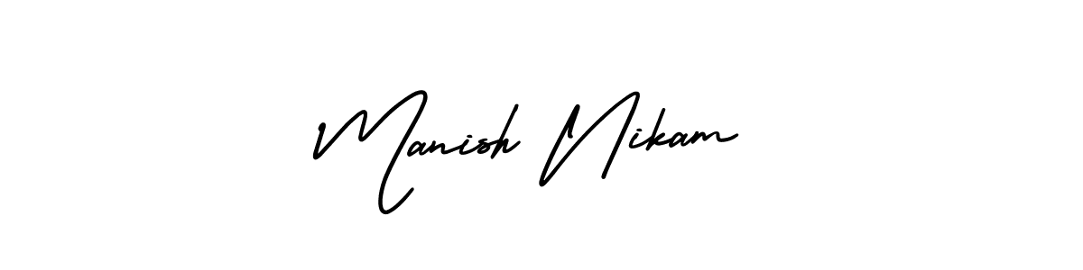 How to Draw Manish Nikam signature style? AmerikaSignatureDemo-Regular is a latest design signature styles for name Manish Nikam. Manish Nikam signature style 3 images and pictures png