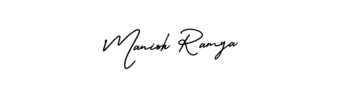 This is the best signature style for the Manish Ramya name. Also you like these signature font (AmerikaSignatureDemo-Regular). Mix name signature. Manish Ramya signature style 3 images and pictures png