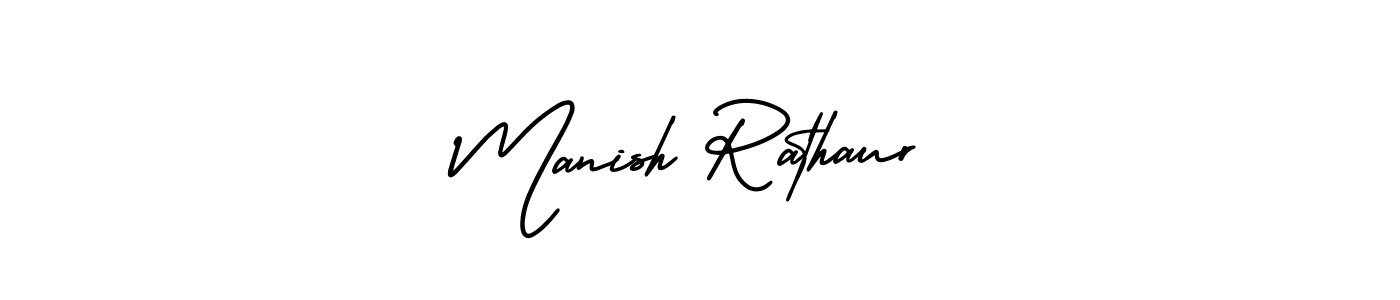 This is the best signature style for the Manish Rathaur name. Also you like these signature font (AmerikaSignatureDemo-Regular). Mix name signature. Manish Rathaur signature style 3 images and pictures png