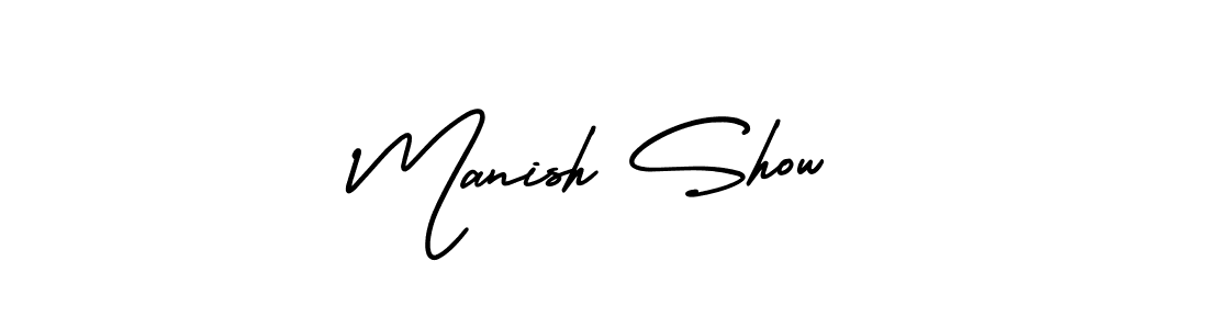 if you are searching for the best signature style for your name Manish Show. so please give up your signature search. here we have designed multiple signature styles  using AmerikaSignatureDemo-Regular. Manish Show signature style 3 images and pictures png