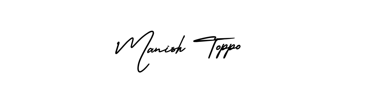 if you are searching for the best signature style for your name Manish Toppo. so please give up your signature search. here we have designed multiple signature styles  using AmerikaSignatureDemo-Regular. Manish Toppo signature style 3 images and pictures png