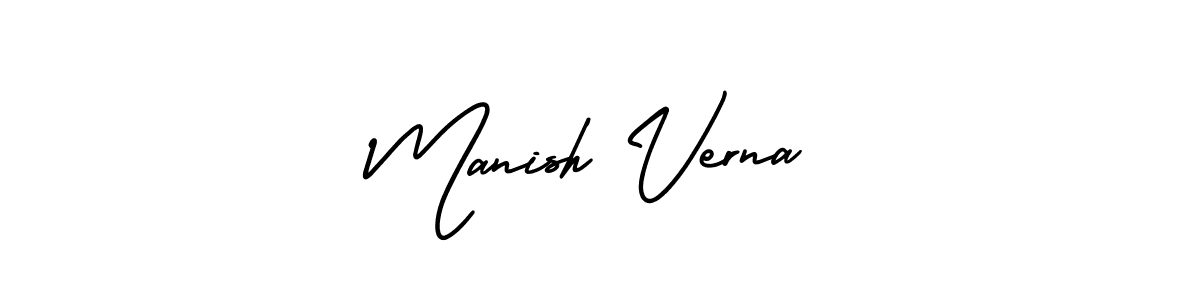 How to make Manish Verna name signature. Use AmerikaSignatureDemo-Regular style for creating short signs online. This is the latest handwritten sign. Manish Verna signature style 3 images and pictures png