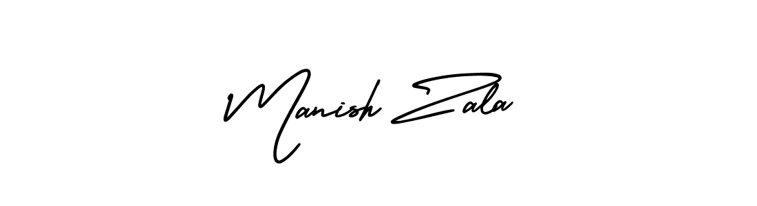 Manish Zala stylish signature style. Best Handwritten Sign (AmerikaSignatureDemo-Regular) for my name. Handwritten Signature Collection Ideas for my name Manish Zala. Manish Zala signature style 3 images and pictures png