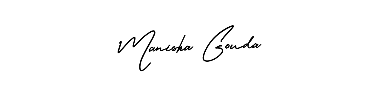 It looks lik you need a new signature style for name Manisha Gouda. Design unique handwritten (AmerikaSignatureDemo-Regular) signature with our free signature maker in just a few clicks. Manisha Gouda signature style 3 images and pictures png