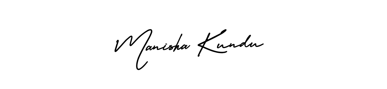 You should practise on your own different ways (AmerikaSignatureDemo-Regular) to write your name (Manisha Kundu) in signature. don't let someone else do it for you. Manisha Kundu signature style 3 images and pictures png