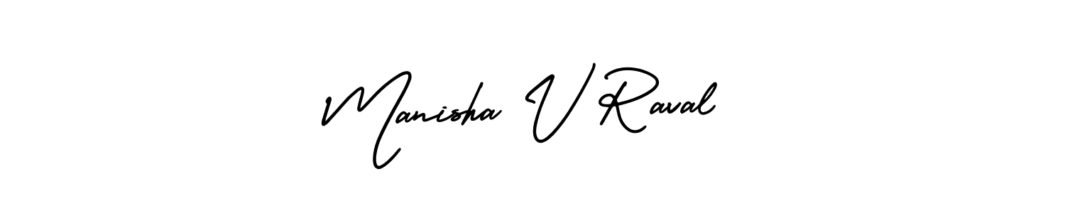 You should practise on your own different ways (AmerikaSignatureDemo-Regular) to write your name (Manisha V Raval) in signature. don't let someone else do it for you. Manisha V Raval signature style 3 images and pictures png