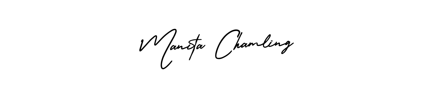 Manita Chamling stylish signature style. Best Handwritten Sign (AmerikaSignatureDemo-Regular) for my name. Handwritten Signature Collection Ideas for my name Manita Chamling. Manita Chamling signature style 3 images and pictures png