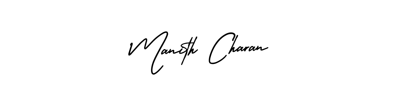 The best way (AmerikaSignatureDemo-Regular) to make a short signature is to pick only two or three words in your name. The name Manith Charan include a total of six letters. For converting this name. Manith Charan signature style 3 images and pictures png