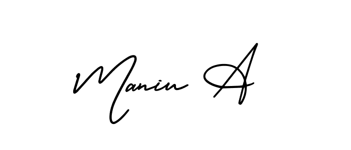 You should practise on your own different ways (AmerikaSignatureDemo-Regular) to write your name (Maniu A) in signature. don't let someone else do it for you. Maniu A signature style 3 images and pictures png