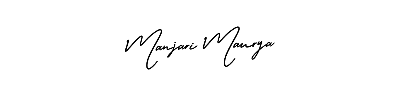 You should practise on your own different ways (AmerikaSignatureDemo-Regular) to write your name (Manjari Maurya) in signature. don't let someone else do it for you. Manjari Maurya signature style 3 images and pictures png