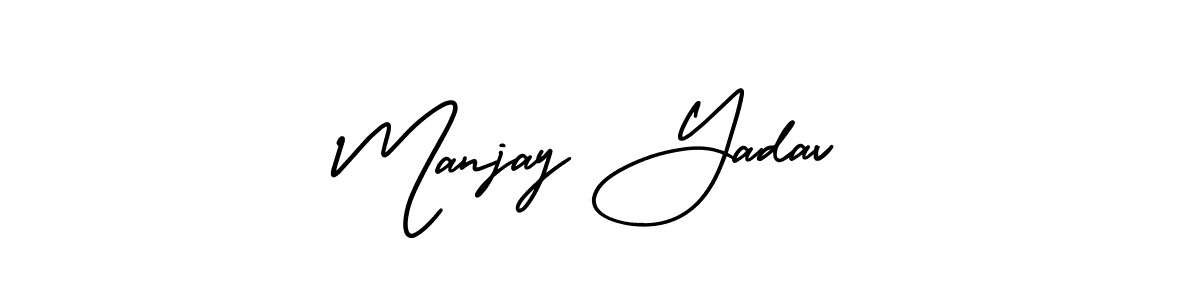 Manjay Yadav stylish signature style. Best Handwritten Sign (AmerikaSignatureDemo-Regular) for my name. Handwritten Signature Collection Ideas for my name Manjay Yadav. Manjay Yadav signature style 3 images and pictures png