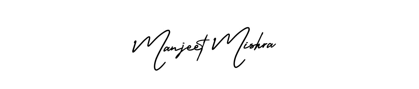 The best way (AmerikaSignatureDemo-Regular) to make a short signature is to pick only two or three words in your name. The name Manjeet Mishra include a total of six letters. For converting this name. Manjeet Mishra signature style 3 images and pictures png