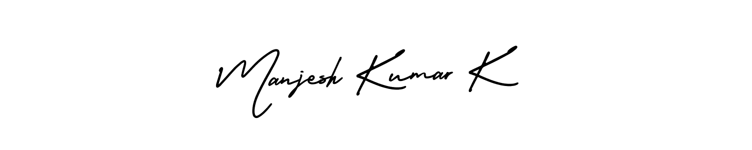 Design your own signature with our free online signature maker. With this signature software, you can create a handwritten (AmerikaSignatureDemo-Regular) signature for name Manjesh Kumar K. Manjesh Kumar K signature style 3 images and pictures png