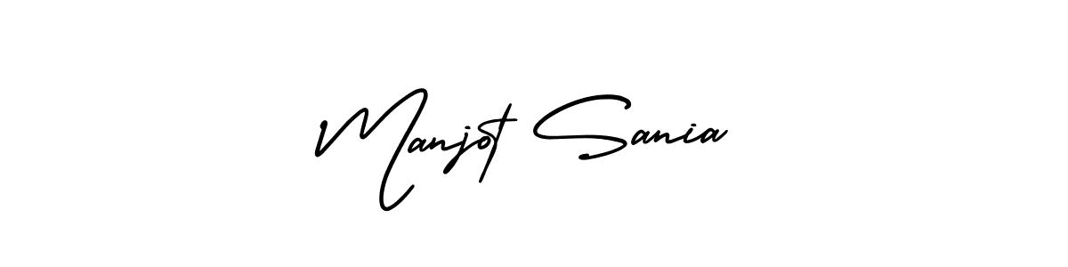 Manjot Sania stylish signature style. Best Handwritten Sign (AmerikaSignatureDemo-Regular) for my name. Handwritten Signature Collection Ideas for my name Manjot Sania. Manjot Sania signature style 3 images and pictures png