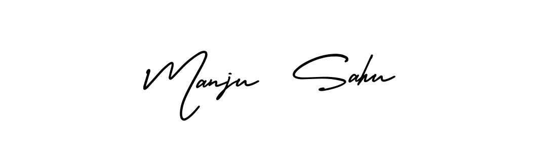 This is the best signature style for the Manju  Sahu name. Also you like these signature font (AmerikaSignatureDemo-Regular). Mix name signature. Manju  Sahu signature style 3 images and pictures png