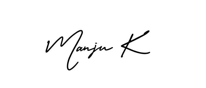 Make a beautiful signature design for name Manju K. With this signature (AmerikaSignatureDemo-Regular) style, you can create a handwritten signature for free. Manju K signature style 3 images and pictures png