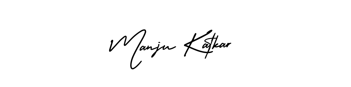 This is the best signature style for the Manju Katkar name. Also you like these signature font (AmerikaSignatureDemo-Regular). Mix name signature. Manju Katkar signature style 3 images and pictures png