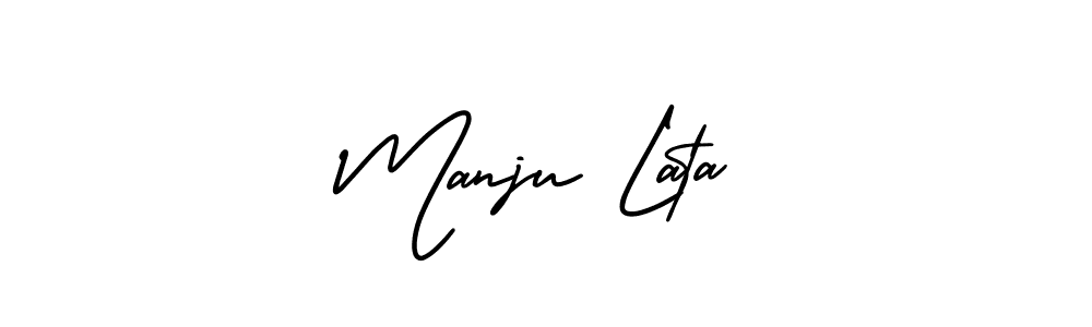 Manju Lata stylish signature style. Best Handwritten Sign (AmerikaSignatureDemo-Regular) for my name. Handwritten Signature Collection Ideas for my name Manju Lata. Manju Lata signature style 3 images and pictures png