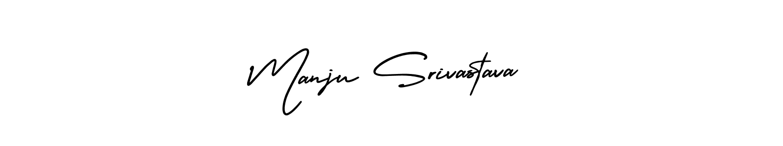 The best way (AmerikaSignatureDemo-Regular) to make a short signature is to pick only two or three words in your name. The name Manju Srivastava include a total of six letters. For converting this name. Manju Srivastava signature style 3 images and pictures png