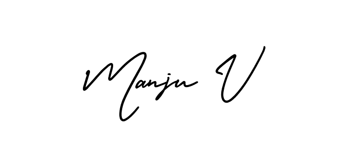if you are searching for the best signature style for your name Manju V. so please give up your signature search. here we have designed multiple signature styles  using AmerikaSignatureDemo-Regular. Manju V signature style 3 images and pictures png