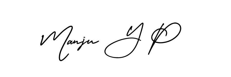 Make a short Manju Y P signature style. Manage your documents anywhere anytime using AmerikaSignatureDemo-Regular. Create and add eSignatures, submit forms, share and send files easily. Manju Y P signature style 3 images and pictures png