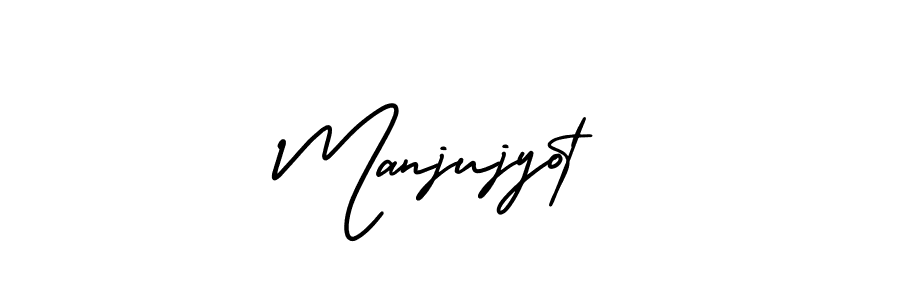 How to make Manjujyot name signature. Use AmerikaSignatureDemo-Regular style for creating short signs online. This is the latest handwritten sign. Manjujyot signature style 3 images and pictures png