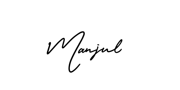 The best way (AmerikaSignatureDemo-Regular) to make a short signature is to pick only two or three words in your name. The name Manjul include a total of six letters. For converting this name. Manjul signature style 3 images and pictures png