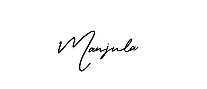 How to make Manjula name signature. Use AmerikaSignatureDemo-Regular style for creating short signs online. This is the latest handwritten sign. Manjula signature style 3 images and pictures png