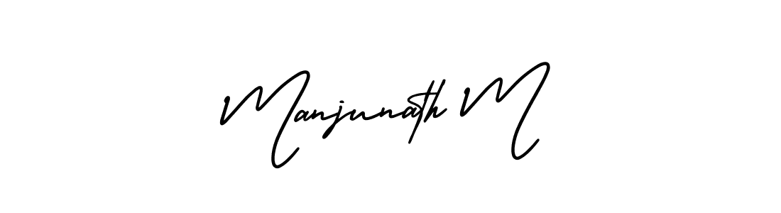 You should practise on your own different ways (AmerikaSignatureDemo-Regular) to write your name (Manjunath M) in signature. don't let someone else do it for you. Manjunath M signature style 3 images and pictures png