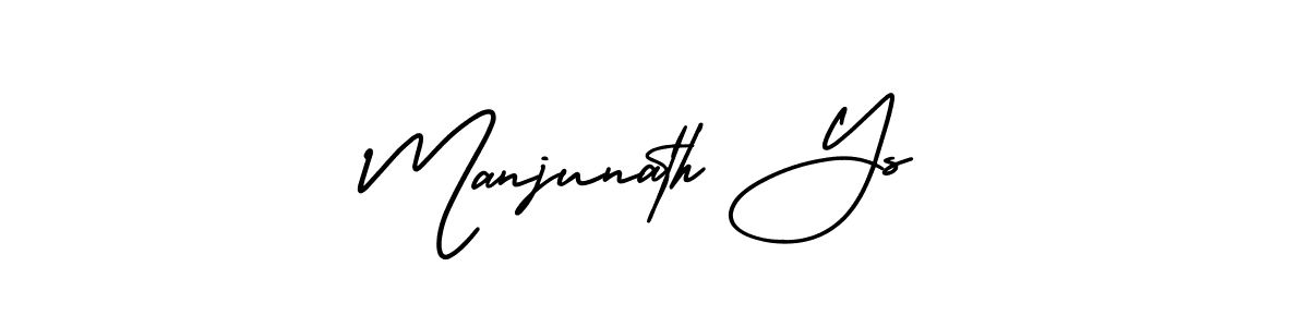 You should practise on your own different ways (AmerikaSignatureDemo-Regular) to write your name (Manjunath Ys) in signature. don't let someone else do it for you. Manjunath Ys signature style 3 images and pictures png