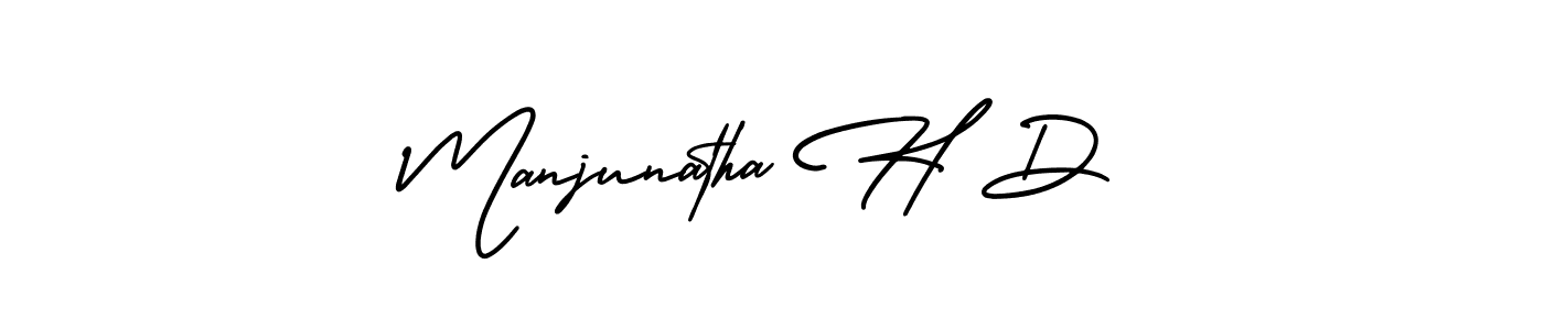 You should practise on your own different ways (AmerikaSignatureDemo-Regular) to write your name (Manjunatha H D) in signature. don't let someone else do it for you. Manjunatha H D signature style 3 images and pictures png