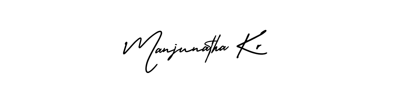 The best way (AmerikaSignatureDemo-Regular) to make a short signature is to pick only two or three words in your name. The name Manjunatha Kr include a total of six letters. For converting this name. Manjunatha Kr signature style 3 images and pictures png