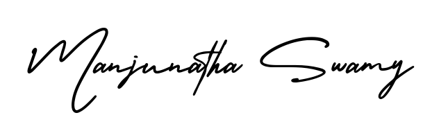 The AmerikaSignatureDemo-Regular signature style provides a bold statement for name Manjunatha Swamy. Designed for business owners, executives, and leaders. Manjunatha Swamy signature style 3 images and pictures png
