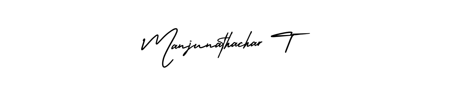 How to make Manjunathachar T name signature. Use AmerikaSignatureDemo-Regular style for creating short signs online. This is the latest handwritten sign. Manjunathachar T signature style 3 images and pictures png