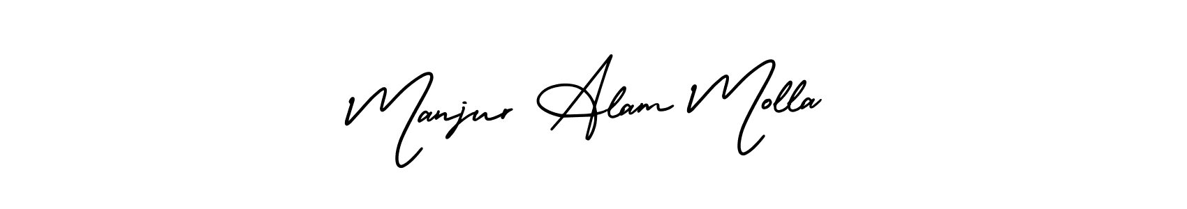 This is the best signature style for the Manjur Alam Molla name. Also you like these signature font (AmerikaSignatureDemo-Regular). Mix name signature. Manjur Alam Molla signature style 3 images and pictures png