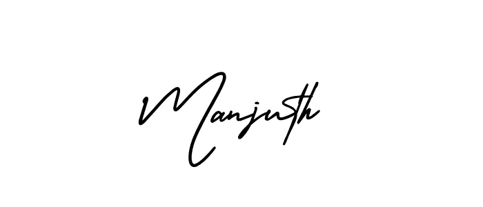 Create a beautiful signature design for name Manjuth. With this signature (AmerikaSignatureDemo-Regular) fonts, you can make a handwritten signature for free. Manjuth signature style 3 images and pictures png