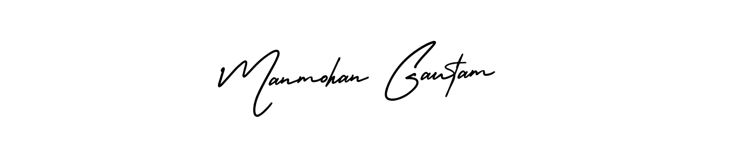 How to Draw Manmohan Gautam signature style? AmerikaSignatureDemo-Regular is a latest design signature styles for name Manmohan Gautam. Manmohan Gautam signature style 3 images and pictures png