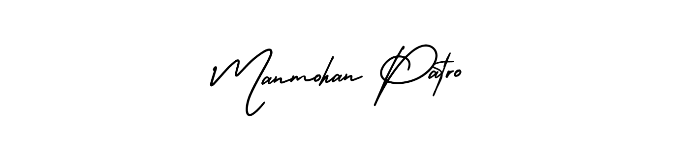 You should practise on your own different ways (AmerikaSignatureDemo-Regular) to write your name (Manmohan Patro) in signature. don't let someone else do it for you. Manmohan Patro signature style 3 images and pictures png