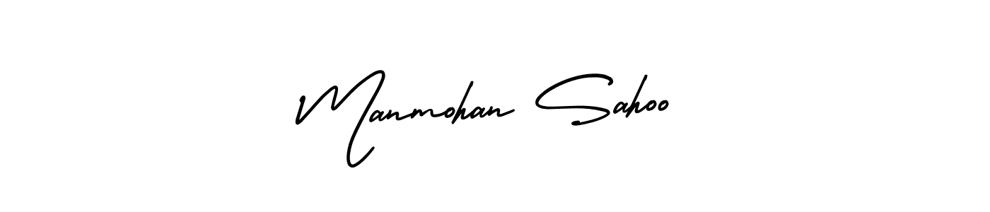 The best way (AmerikaSignatureDemo-Regular) to make a short signature is to pick only two or three words in your name. The name Manmohan Sahoo include a total of six letters. For converting this name. Manmohan Sahoo signature style 3 images and pictures png