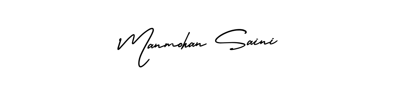 This is the best signature style for the Manmohan Saini name. Also you like these signature font (AmerikaSignatureDemo-Regular). Mix name signature. Manmohan Saini signature style 3 images and pictures png