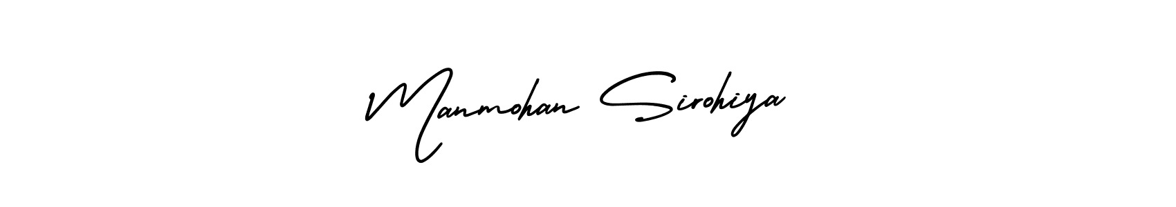 The best way (AmerikaSignatureDemo-Regular) to make a short signature is to pick only two or three words in your name. The name Manmohan Sirohiya include a total of six letters. For converting this name. Manmohan Sirohiya signature style 3 images and pictures png