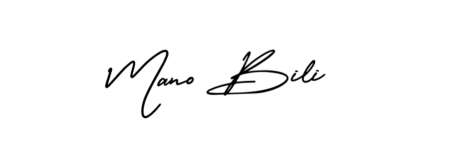 It looks lik you need a new signature style for name Mano Bili. Design unique handwritten (AmerikaSignatureDemo-Regular) signature with our free signature maker in just a few clicks. Mano Bili signature style 3 images and pictures png