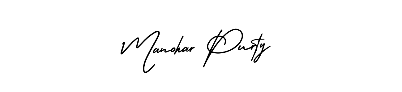 Manohar Purty stylish signature style. Best Handwritten Sign (AmerikaSignatureDemo-Regular) for my name. Handwritten Signature Collection Ideas for my name Manohar Purty. Manohar Purty signature style 3 images and pictures png