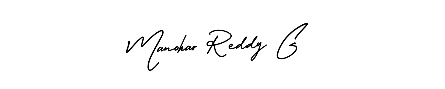 You should practise on your own different ways (AmerikaSignatureDemo-Regular) to write your name (Manohar Reddy G) in signature. don't let someone else do it for you. Manohar Reddy G signature style 3 images and pictures png