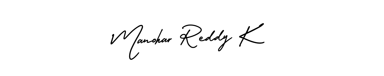 Use a signature maker to create a handwritten signature online. With this signature software, you can design (AmerikaSignatureDemo-Regular) your own signature for name Manohar Reddy K. Manohar Reddy K signature style 3 images and pictures png