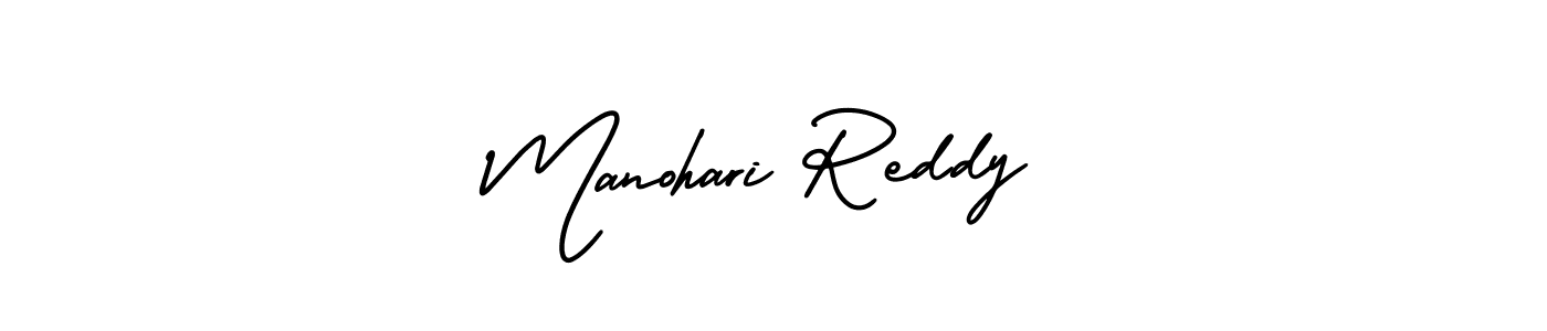 You should practise on your own different ways (AmerikaSignatureDemo-Regular) to write your name (Manohari Reddy) in signature. don't let someone else do it for you. Manohari Reddy signature style 3 images and pictures png