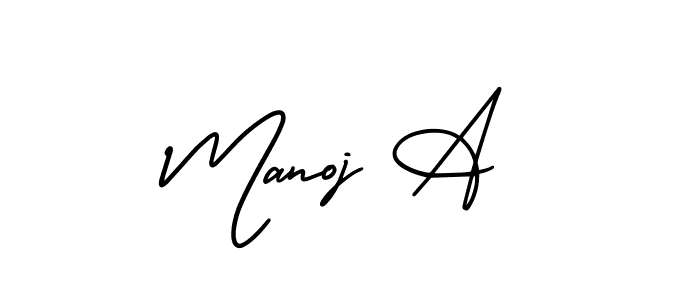 How to make Manoj A name signature. Use AmerikaSignatureDemo-Regular style for creating short signs online. This is the latest handwritten sign. Manoj A signature style 3 images and pictures png